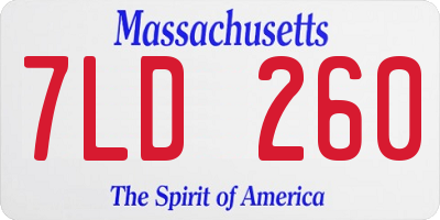 MA license plate 7LD260