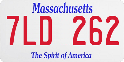 MA license plate 7LD262
