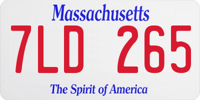 MA license plate 7LD265
