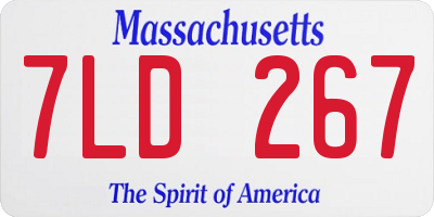 MA license plate 7LD267