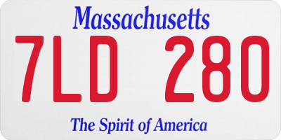 MA license plate 7LD280