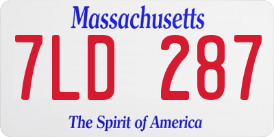 MA license plate 7LD287