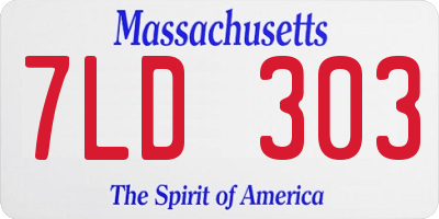 MA license plate 7LD303