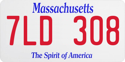 MA license plate 7LD308