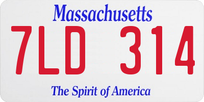 MA license plate 7LD314