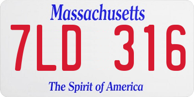 MA license plate 7LD316
