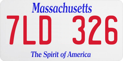 MA license plate 7LD326