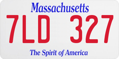 MA license plate 7LD327