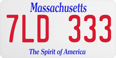 MA license plate 7LD333