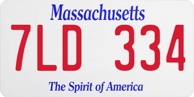 MA license plate 7LD334