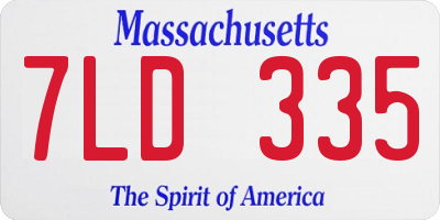 MA license plate 7LD335