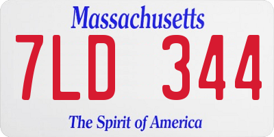 MA license plate 7LD344