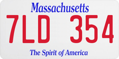 MA license plate 7LD354