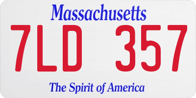 MA license plate 7LD357