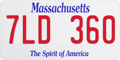 MA license plate 7LD360