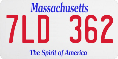 MA license plate 7LD362