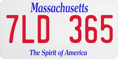 MA license plate 7LD365