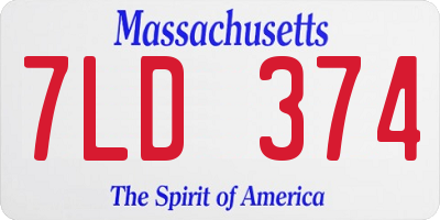 MA license plate 7LD374