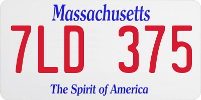 MA license plate 7LD375