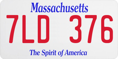 MA license plate 7LD376