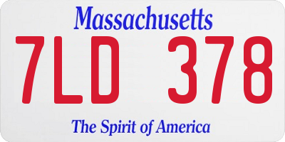 MA license plate 7LD378