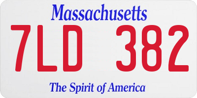 MA license plate 7LD382