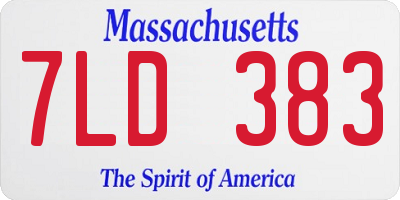 MA license plate 7LD383