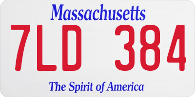 MA license plate 7LD384
