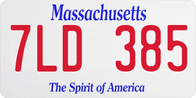 MA license plate 7LD385
