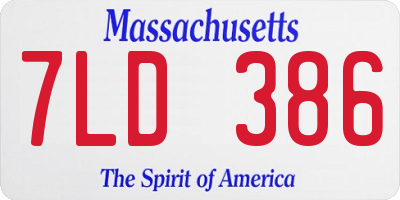MA license plate 7LD386