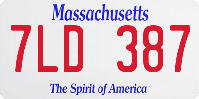 MA license plate 7LD387