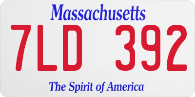 MA license plate 7LD392