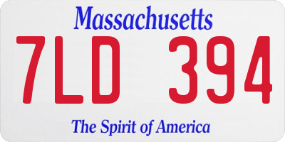 MA license plate 7LD394