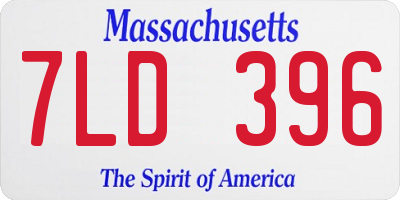 MA license plate 7LD396
