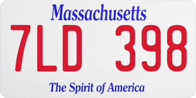 MA license plate 7LD398