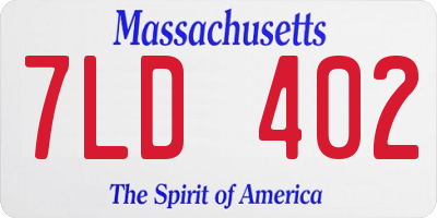 MA license plate 7LD402
