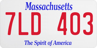 MA license plate 7LD403