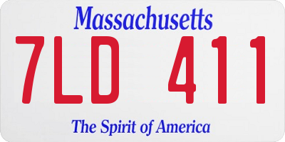 MA license plate 7LD411