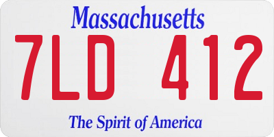 MA license plate 7LD412