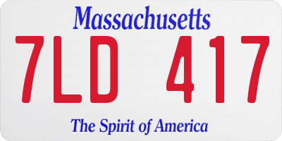 MA license plate 7LD417