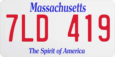 MA license plate 7LD419