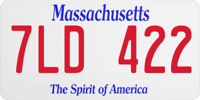 MA license plate 7LD422