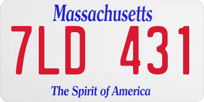 MA license plate 7LD431