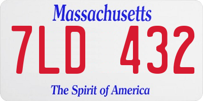 MA license plate 7LD432