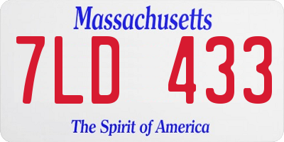 MA license plate 7LD433