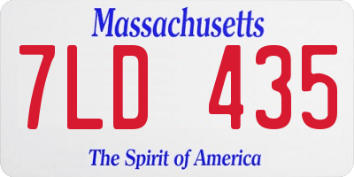 MA license plate 7LD435