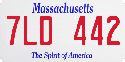 MA license plate 7LD442