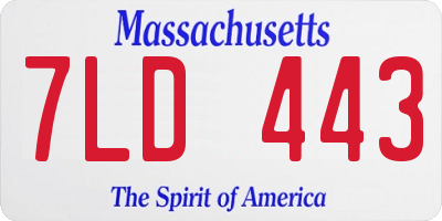 MA license plate 7LD443