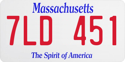 MA license plate 7LD451