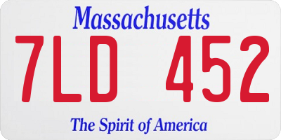 MA license plate 7LD452